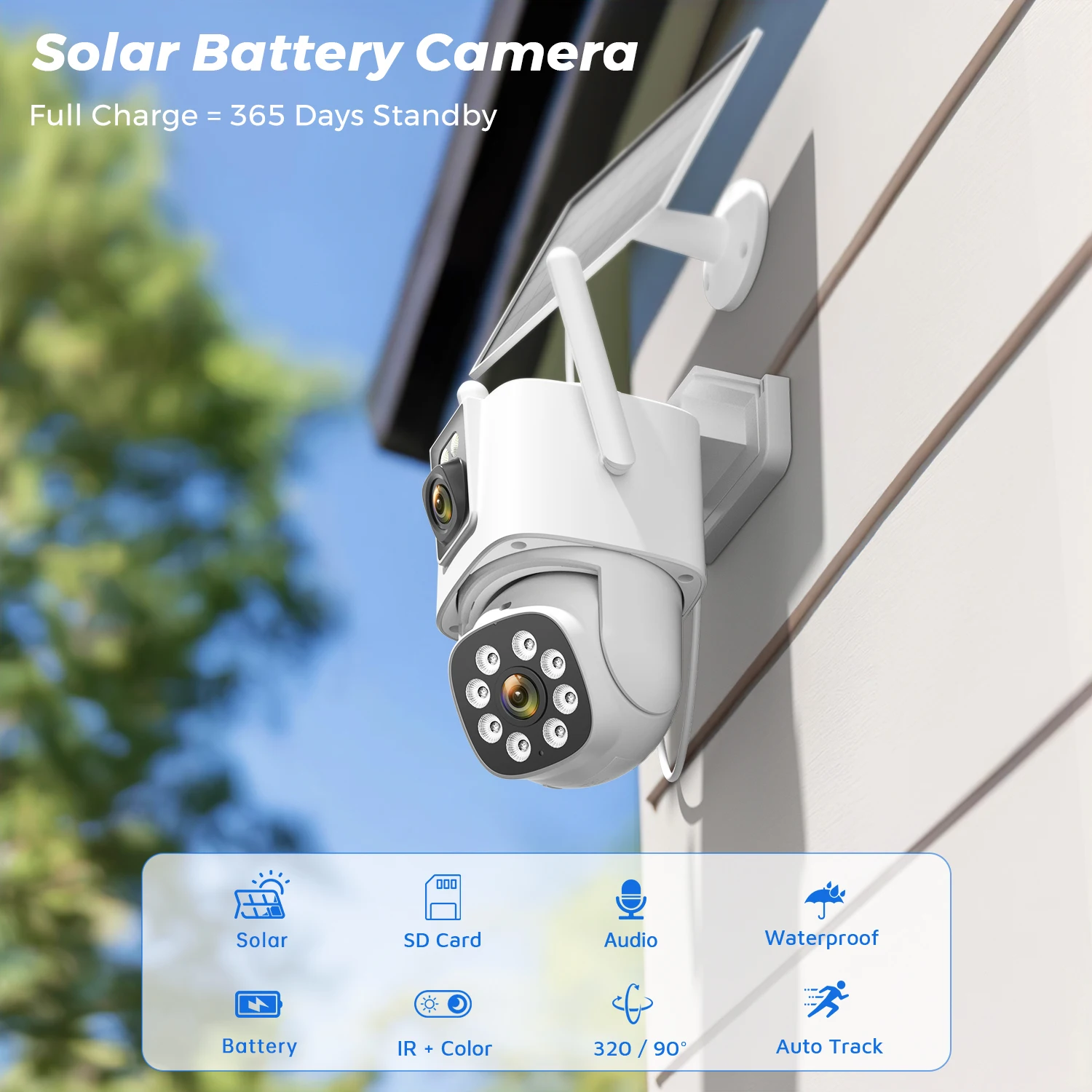 4G SIM Solar Camera 8MP 4K Security PZT Outdoor  IP Camera Built-in 12000mAh Battery AI Auto Detect Tracking ICSEE App