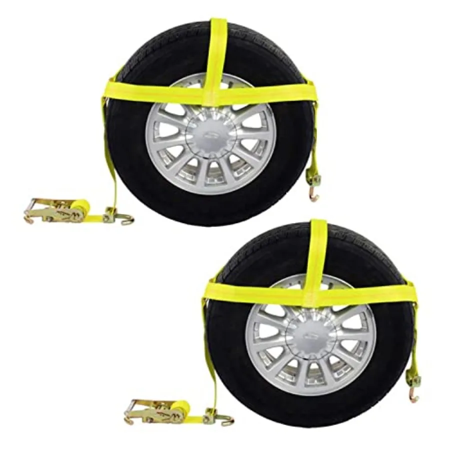 

Tire Bonnet Straps with Swivel Hooks and Ratchet 2-Pack for Tow Dolly Basket Polyester Webbing Black 2 200 lbs WLL Fits 14-17 I
