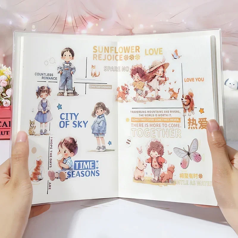 15sheets Writing Background PET Stickers Supplies Childhood Series Character Cute Decoration Reading Character Alien 126*85mm