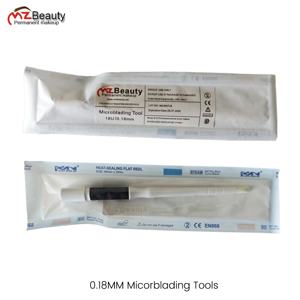 Professional Microblading Eyebrow Pen for Permanent Makeup - White Disposable Manual Hand Tools with 0.18mm Needles for Precise
