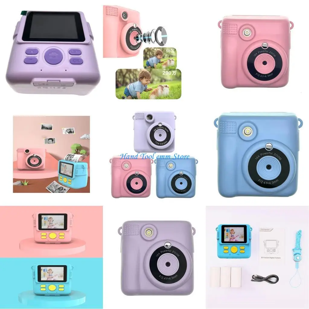 h37f-interactives-インスタントプリント機能付きキッズカメラ、32gb-メモリ、アートセット付き、誕生日やクリスマスギフトに最適