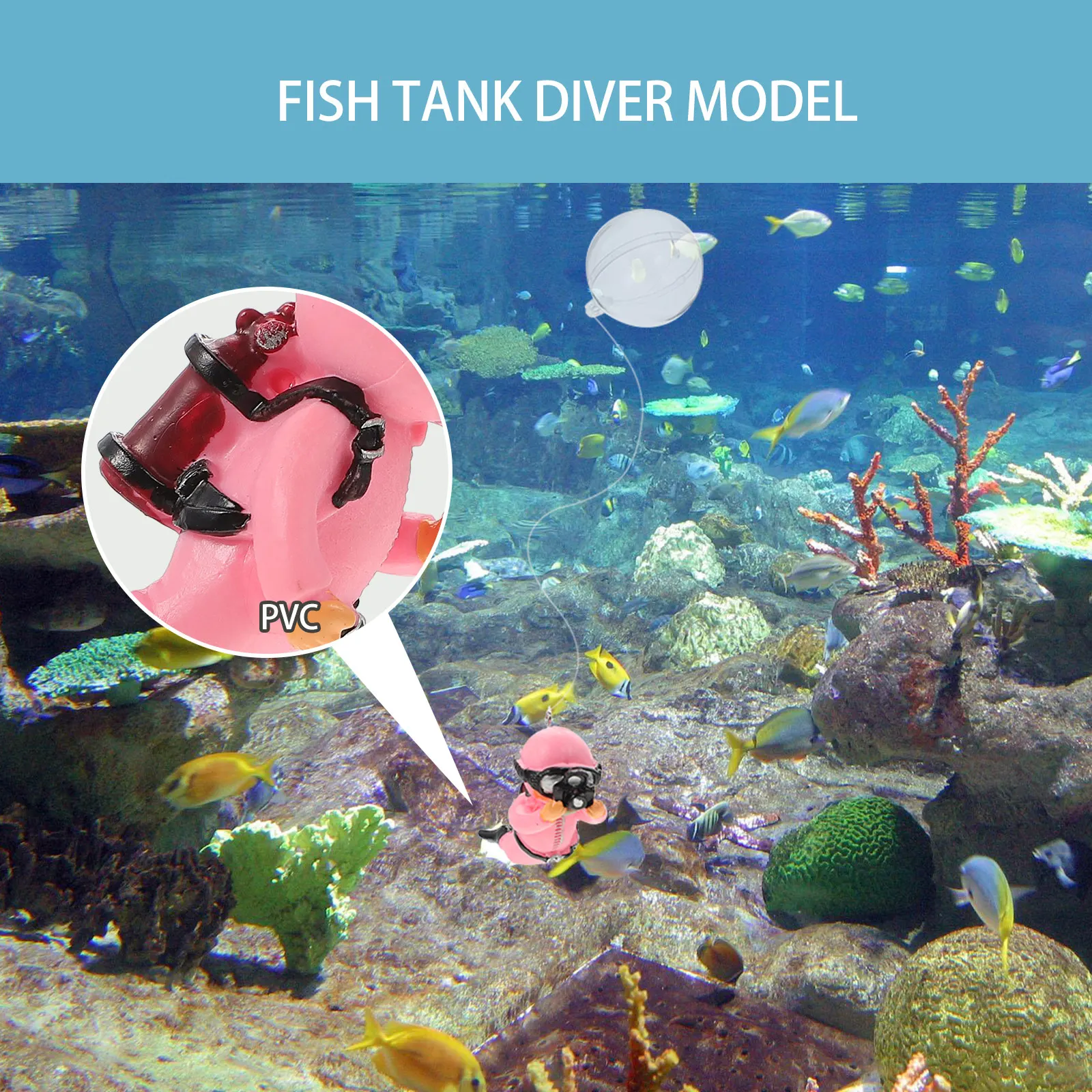 

PVC Floating Diver nament for Fish Tank Decorations Lightweight Simulated Statue Home Aquarium Layout Prop Pet Supplies