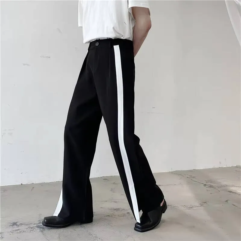 

Pants Personality Spring And Straight New Men's Autumn Color Side Slit Design Fashion Casual Loose Large Pants