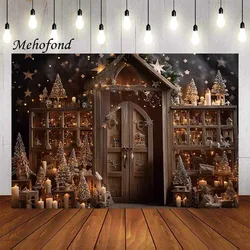 Mehofond Photography Background Winter Christmas Glitter Wooden House Xmas Party Kid Family Portrait Decor Backdrop Photo Studio