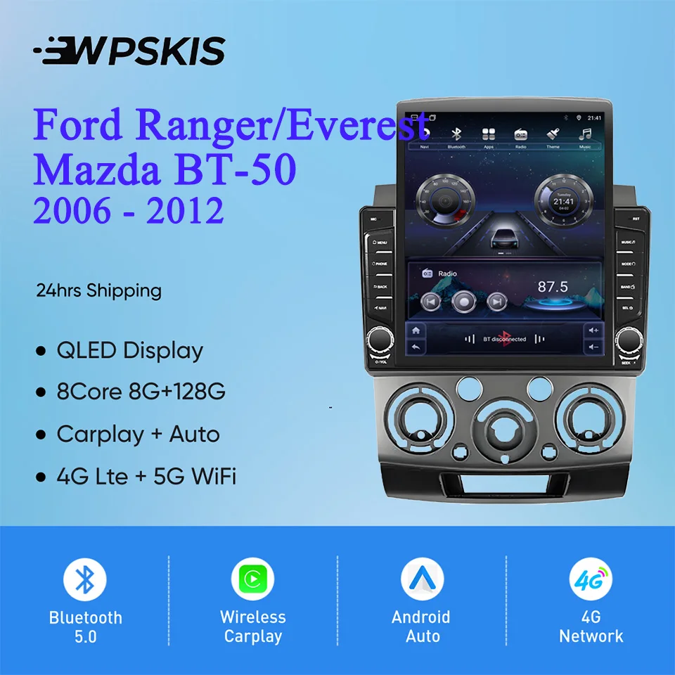 8g + 128g android 14 para ford ranger everest mazda BT-50 2006 - 2012 rádio do carro estéreo multimídia vídeo dvd player navegação gps