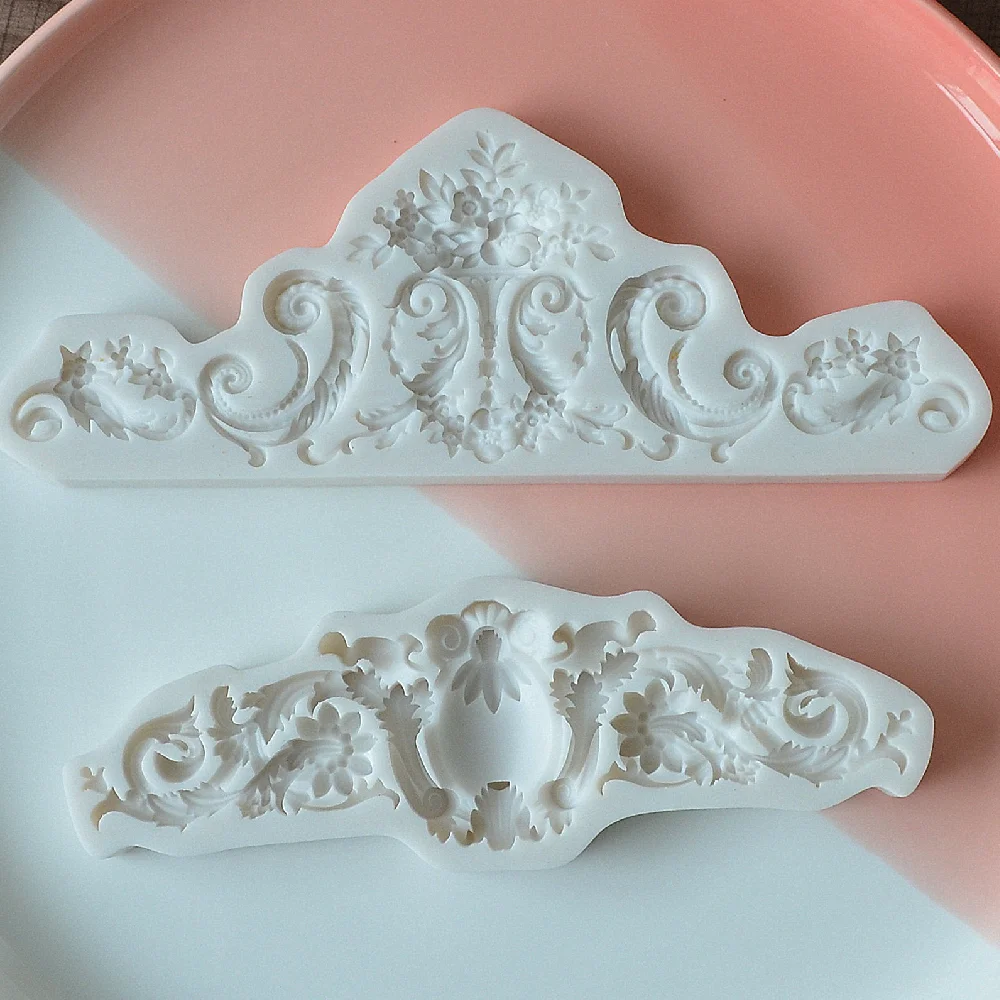 3D Lace Flower Silicone Mold Lace Embossed Vintage Fondant Embossed Cake Decoration Mold Party Decoration Baking Tool