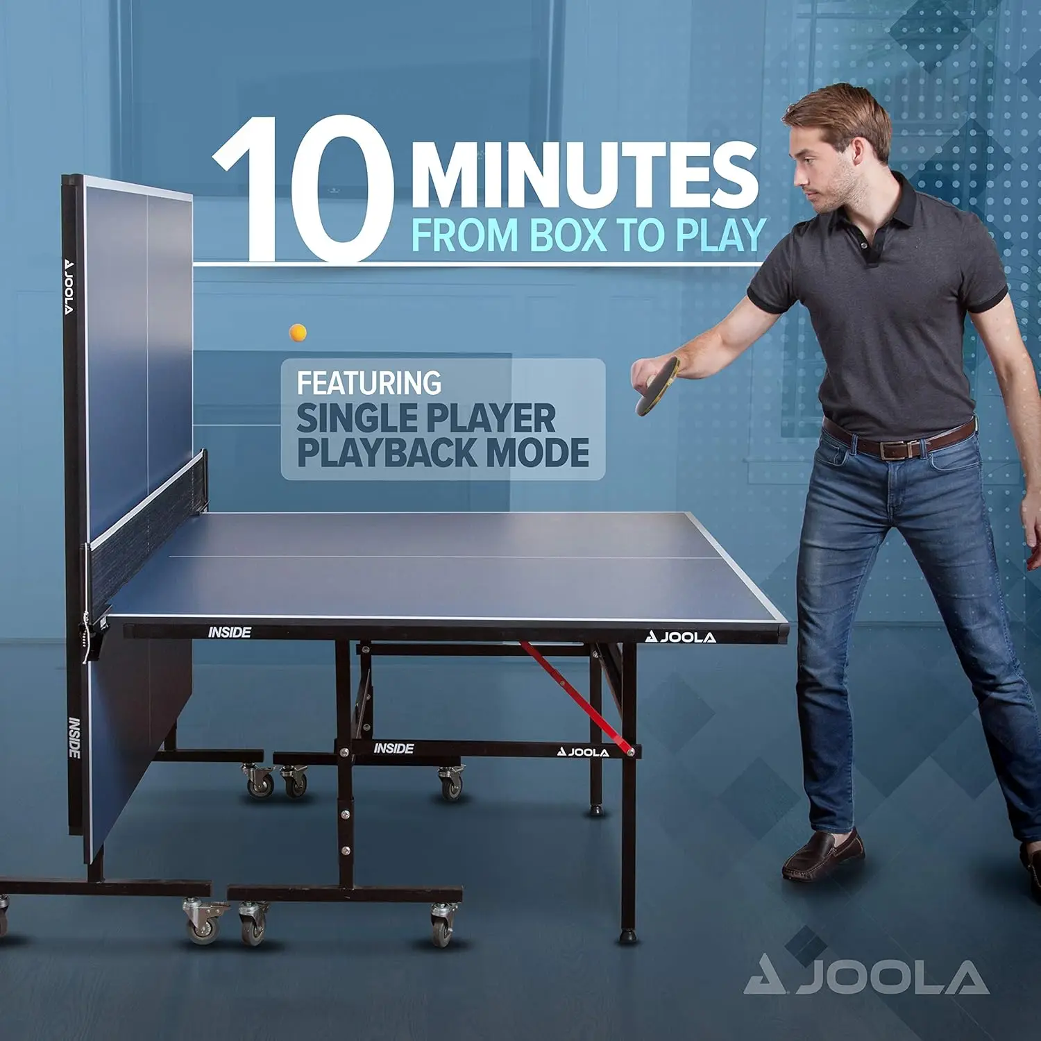 Indoor Table Tennis Table with Quick Clamp Ping Pong Net and Post Set - 10 Minute Easy Assembly - Ping Pong Table