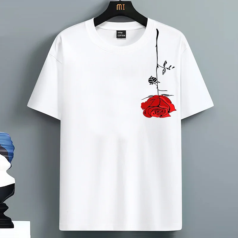 

Summer For Men's 100% Cotton Graphic Tees Floral Print Fashion Short Sleeve Crew Neck Vintage Tee Shirt Casual Summer Tee Tops