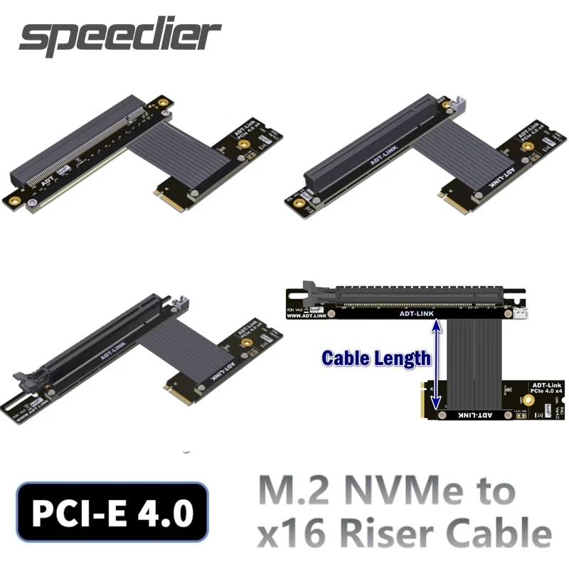 

ADT PCI-E 4.0 16x PCIe x16 4.0 Graphics Extender to M2 M.2 NVMe M Key-M SSD Video Card GPU Riser Extension 64Gbps Jumper Adapter