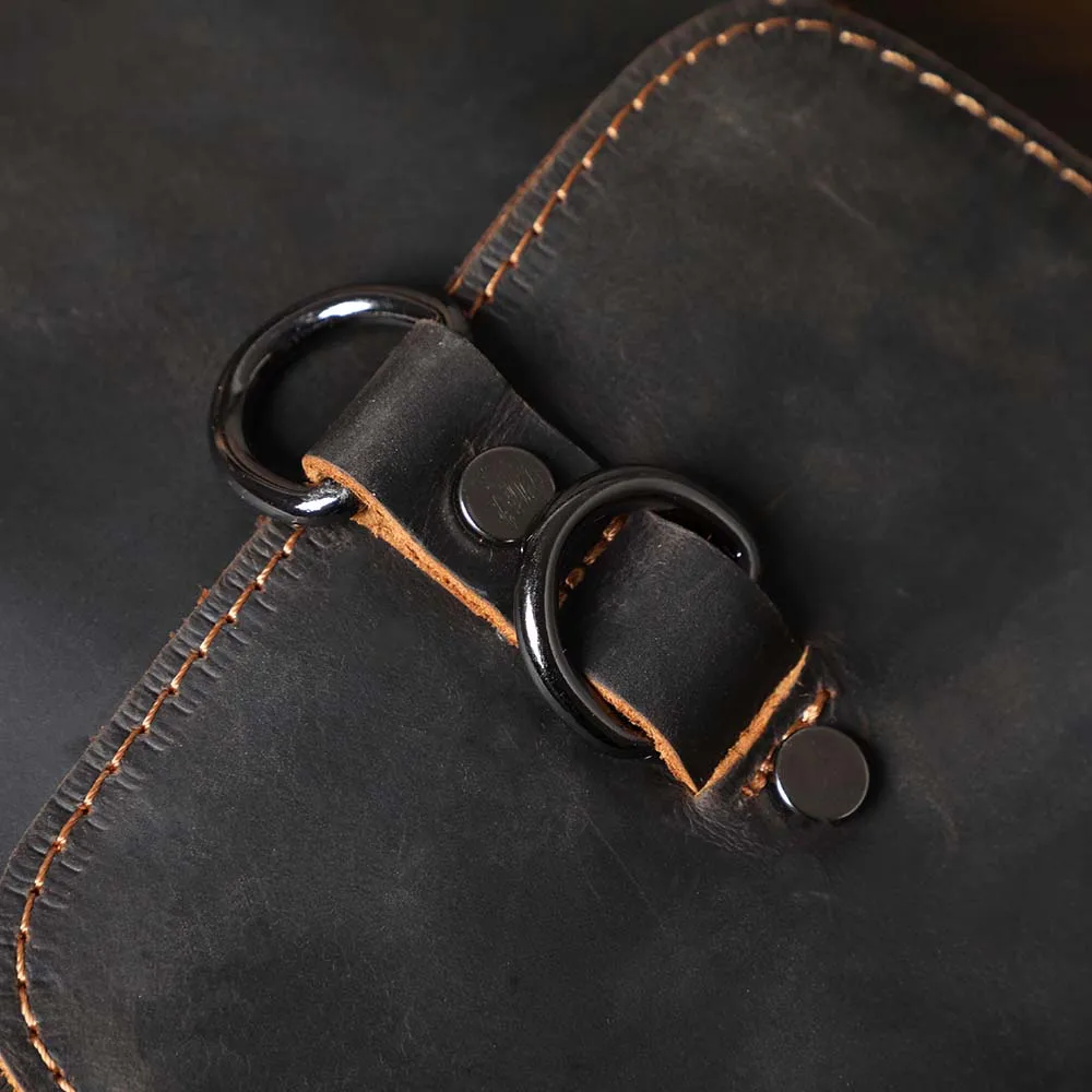 Vintage Echtleder Herren-Umhängetasche aus Crazy-Horse-Leder, Mini-Handytasche für Schlüssel und Karten – Detail 13