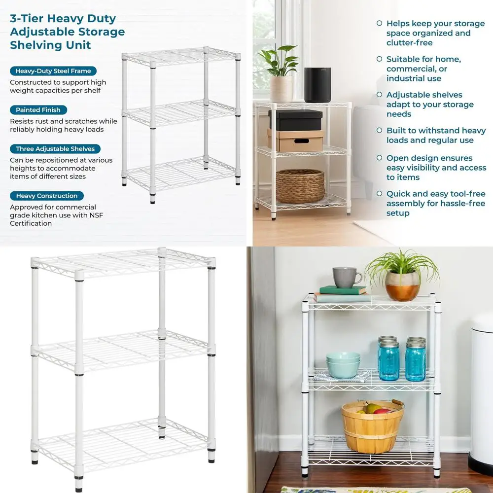 Support de rangement en métal blanc à 5 niveaux, étagères réglables, capacité de 250 lb, 18x24x72