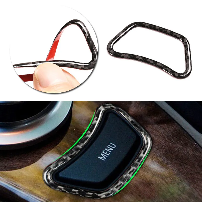 For BMW 5 Series E60 E61 2004 2005 2006 2007 2008 2009 2010 Car Center Control MENU Button Frame Carbon Fiber Cover Trim Sticker