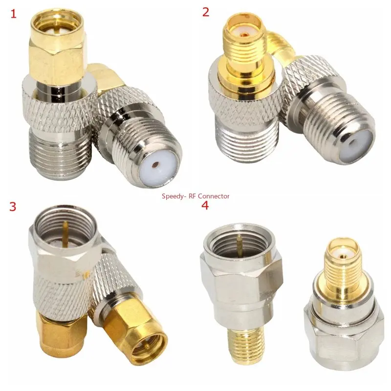 

100Pcs F To SMA Connector SMA To F Male Female Straight Coaxial Converter Wire Terminal Brass Gold Plated High Quality Copper