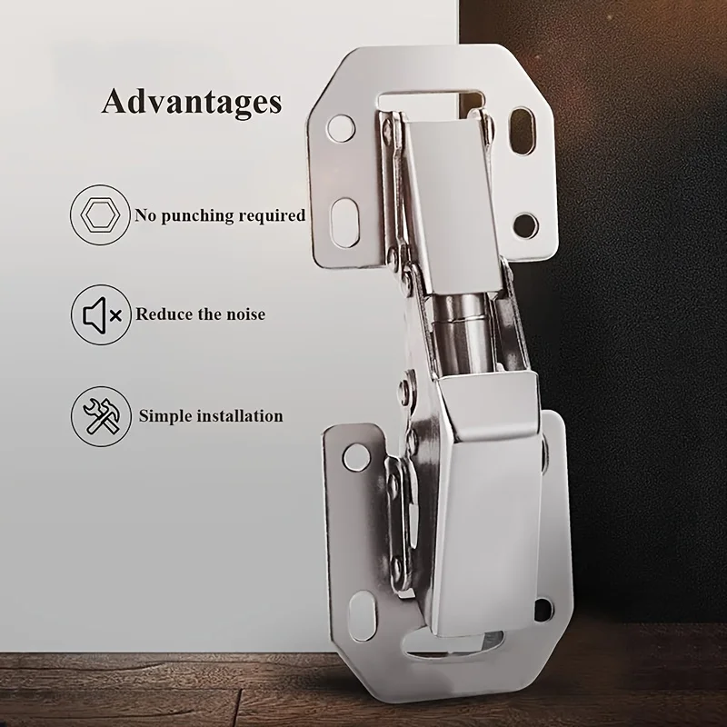 Ten Drill-free Hinges, Made of Durable and Aesthetically Pleasing Cold-rolled Steel, Surface Mount, for Cabinets, Wardrobes,