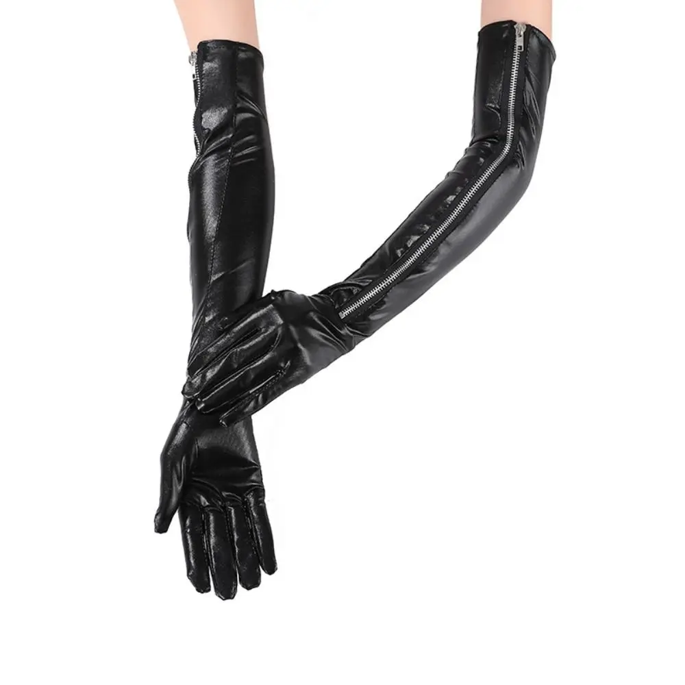 luvas-longas-de-couro-sintetico-preto-brilhante-com-ziper-elastico-de-50cm-para-mulheres