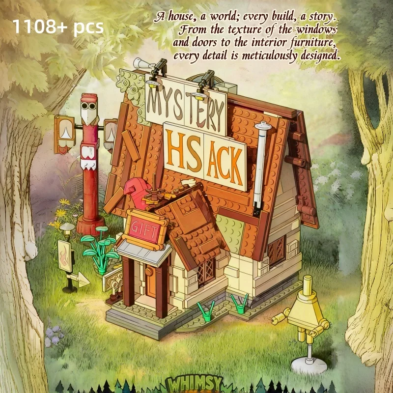 1108 + قطعة مجموعة بناء المقصورة الرائعة للغابات |   DIY نموذج المقصورة الخشبية بناء قطعة الديكور |   هدية الهالوين وعيد الميلاد