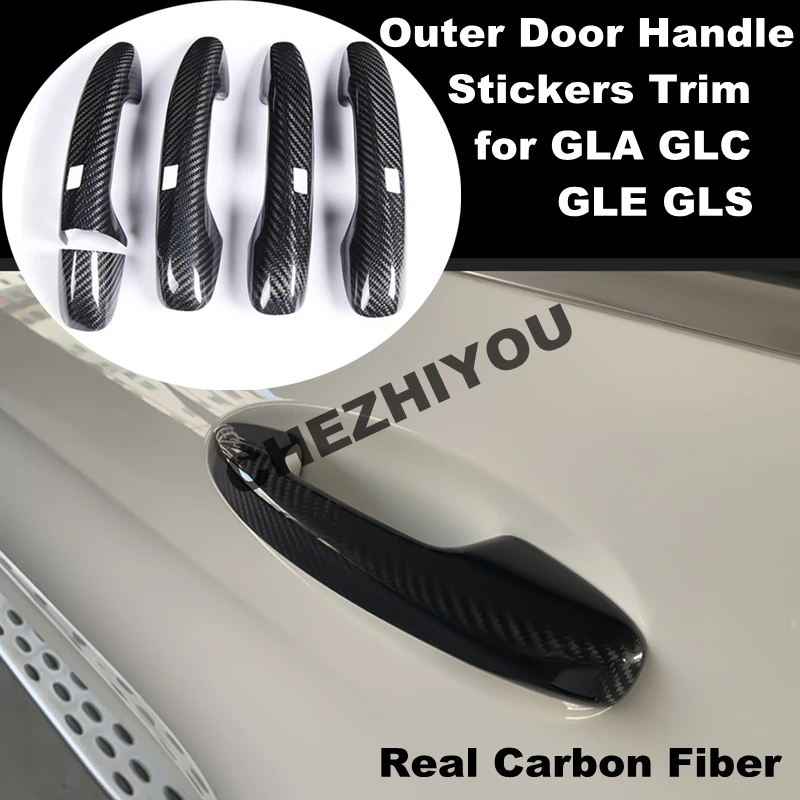 

Real Carbon Fiber Car Outer Door Handle Stickers Covers Trim For Mercedes Benz CLA GLA GLC GLE GLS W118 X253 W167 EQC LHD