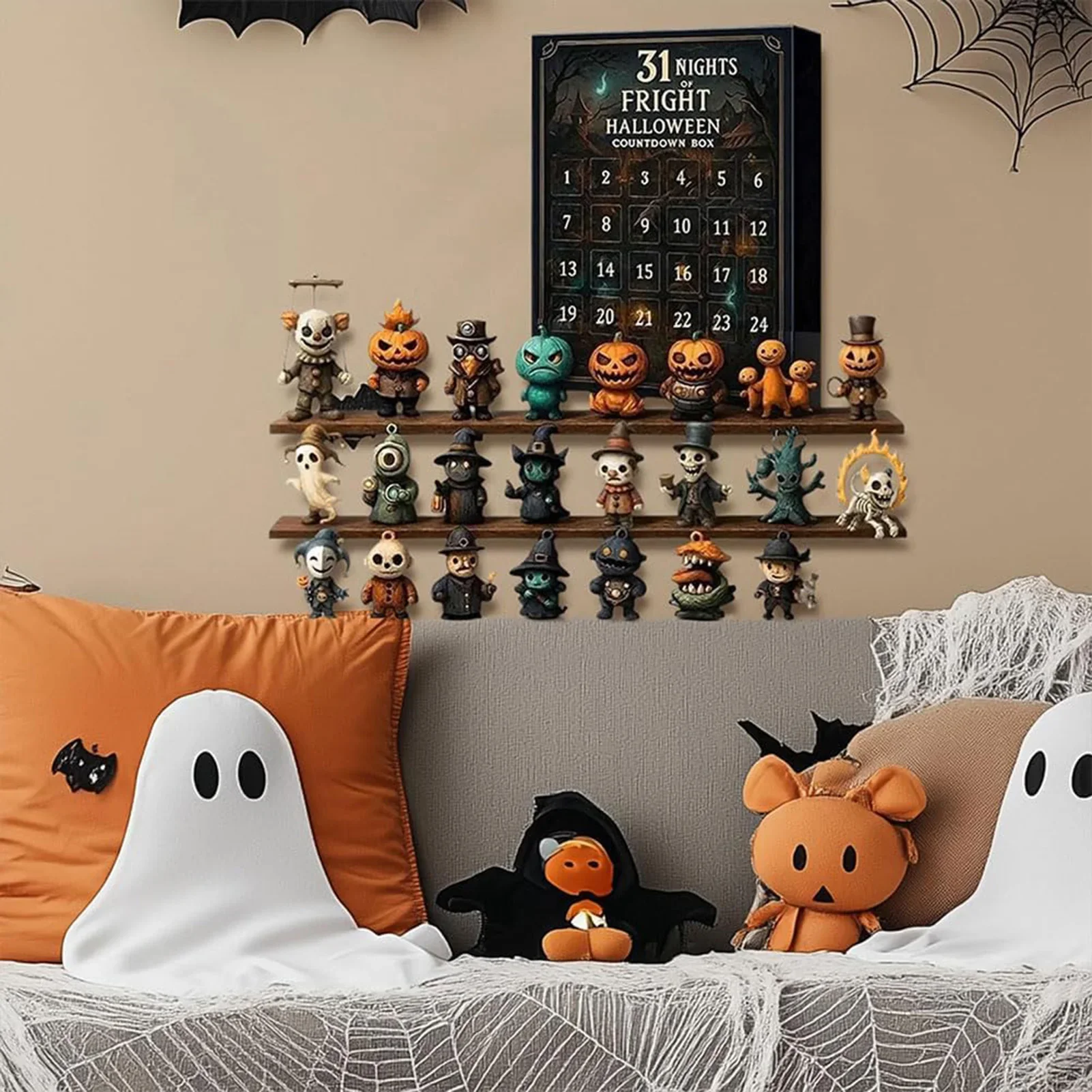 7/15/31 Nights of Fright Halloween Countdown Box with Figurines Horror Action Figures Mini Decorations Surprise Christmas Gifts