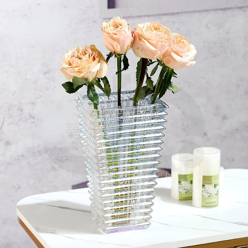 Light Luxury Creative European Style Glass Vase Dry Flower Tabletop Ornament Decorative Utensils Terrarium Vases for Decoration