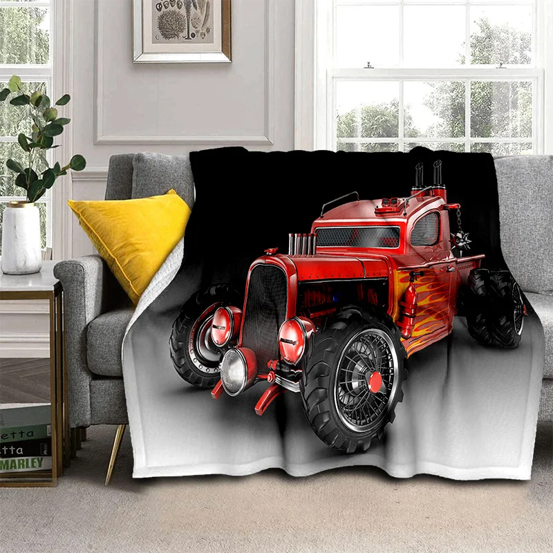 

3D Retro Car Tractor Truck Series HD Blanket,Soft Throw Blanket for Home Bedroom Bed Sofa Picnic Travel Office Cover Blanket Kid