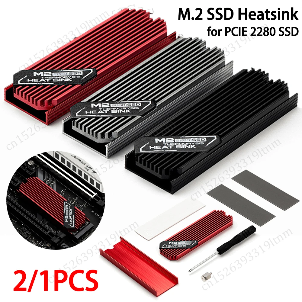 M.2 SSD Heatsink 2280 SSD Cooler Heat Sink Aluminum Alloy PC Efficient Radiator with Thermal Silicone Pad for M.2 2280 PCI-E SSD