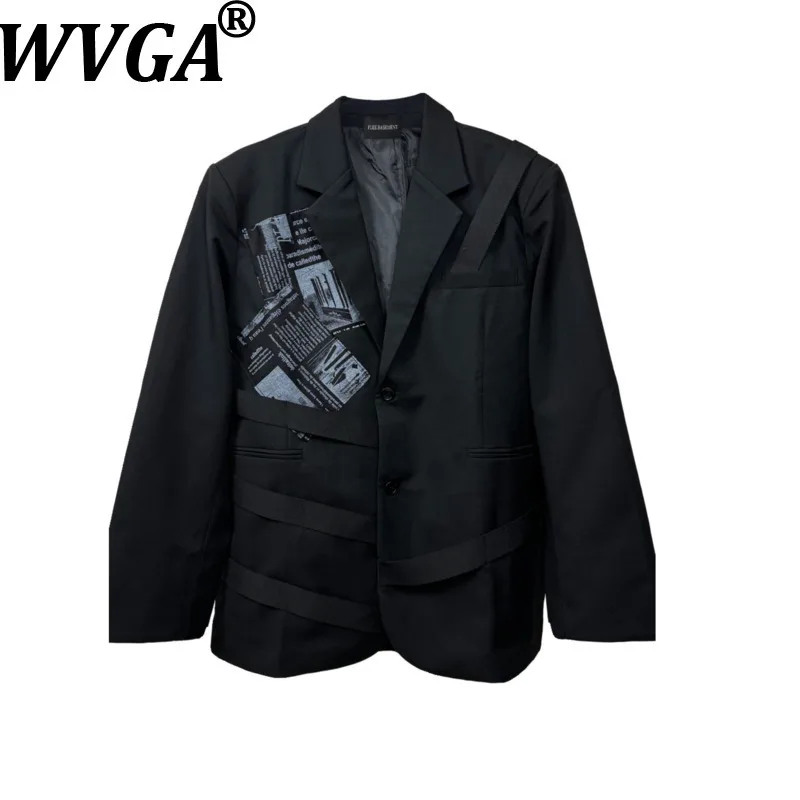 

Мужской пиджак WVGA: Новинка Весна-Осень, универсальный, оверсайз, с принтом, модный, с длинным рукавом, в нишевом стиле, шикарный, повседневный, темный стиль, W20445