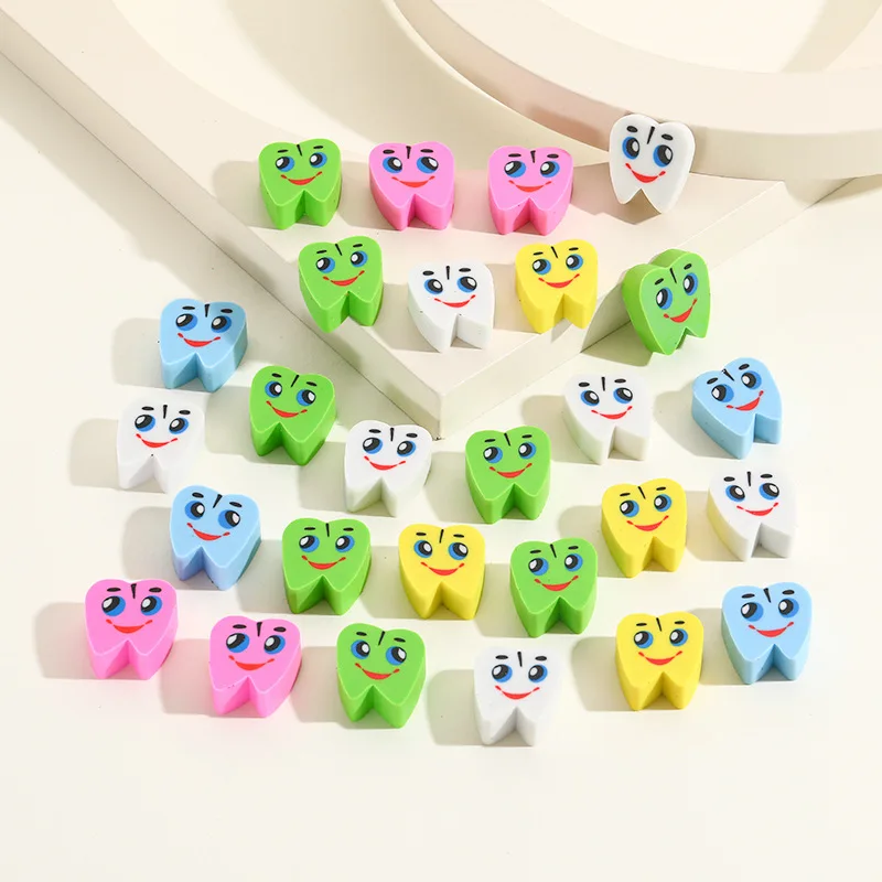 Colorful Tooth-shaped Creative Erasers - Cartoon Cute Tooth Erasers for Kids, Cross-border Combo Gift Set  Stationery Eraser image 3