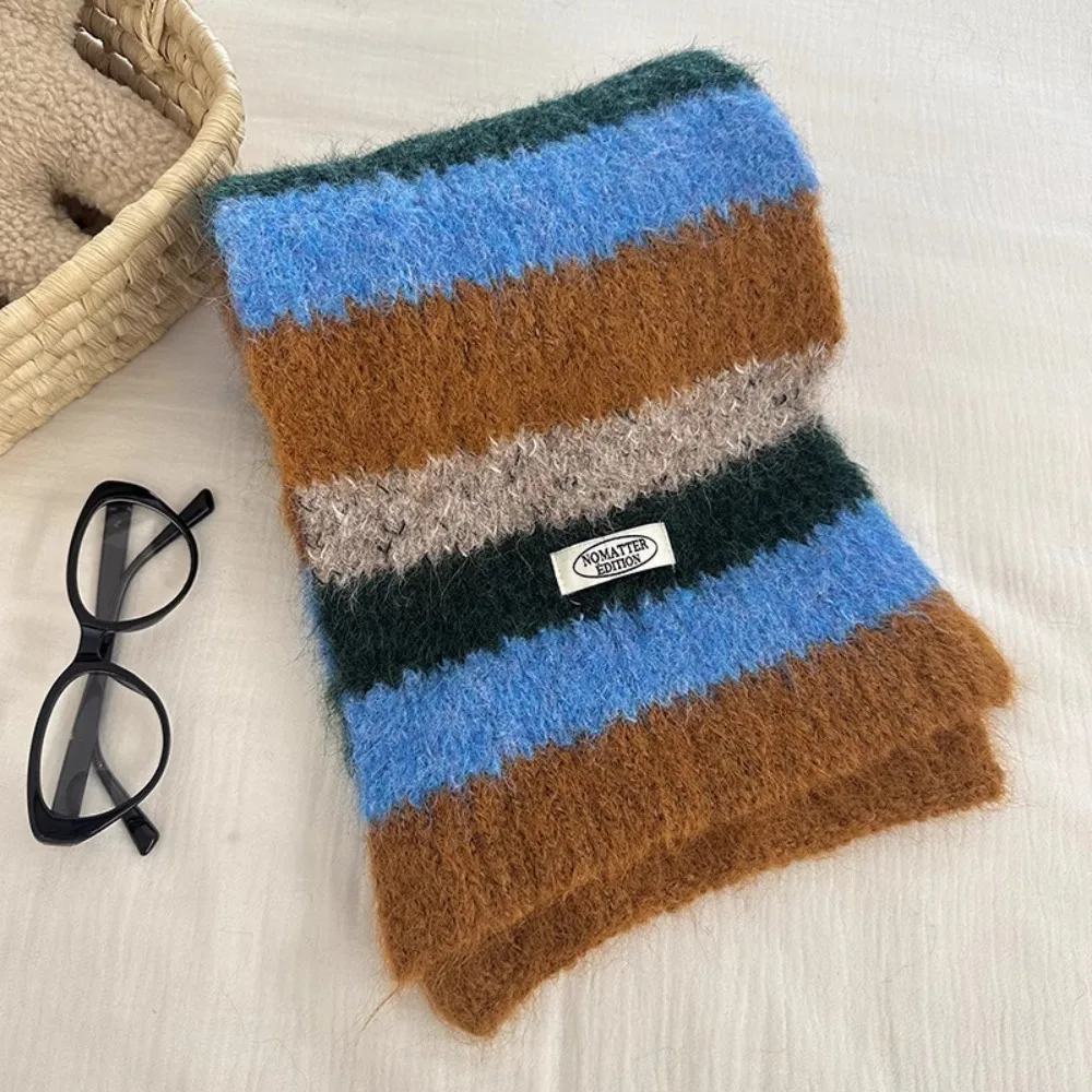 

Simple Preppy Style Plaid Wool Scarf Long Plush Stripe Scarf Warm Korean Style Winter Cashmere Scarves Autumn Winter