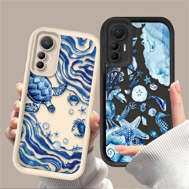 Watercolor Marine Life Oil Art Matte Phone Case For Xiaomi Poco X7 X6 NEO X5 X3 F8 F7 Ultra F6 F5 Pro F3 M8 M7 M6 Pro 4G 5G M5S