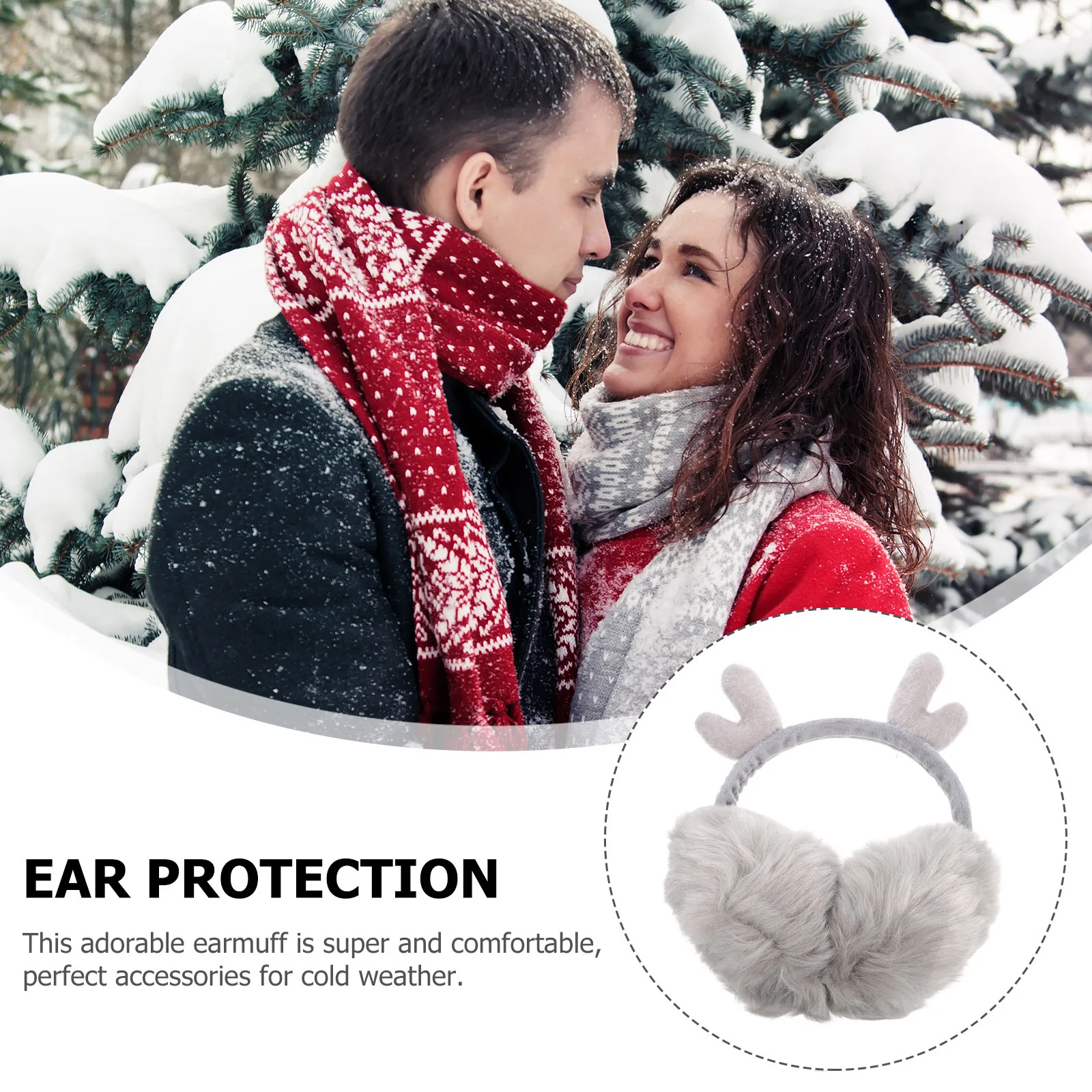 2 قطعة قرون عيد الميلاد غطاء للأذنين فروي شتاء دافئ غطاء للأذن السيدات ديكور غطاء للأذنين الهدايا الإبداعية لقرون الأسرة غطاء للأذنين #2