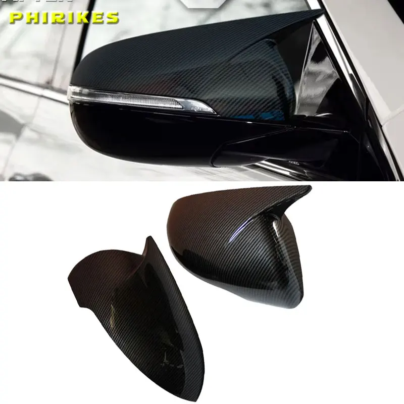

For Kia Sorento 2015-2020 Car Rearview Side Mirror Cover Wing Cap Exterior Door Rear View Case Trim Sticker Carbon Fiber Black
