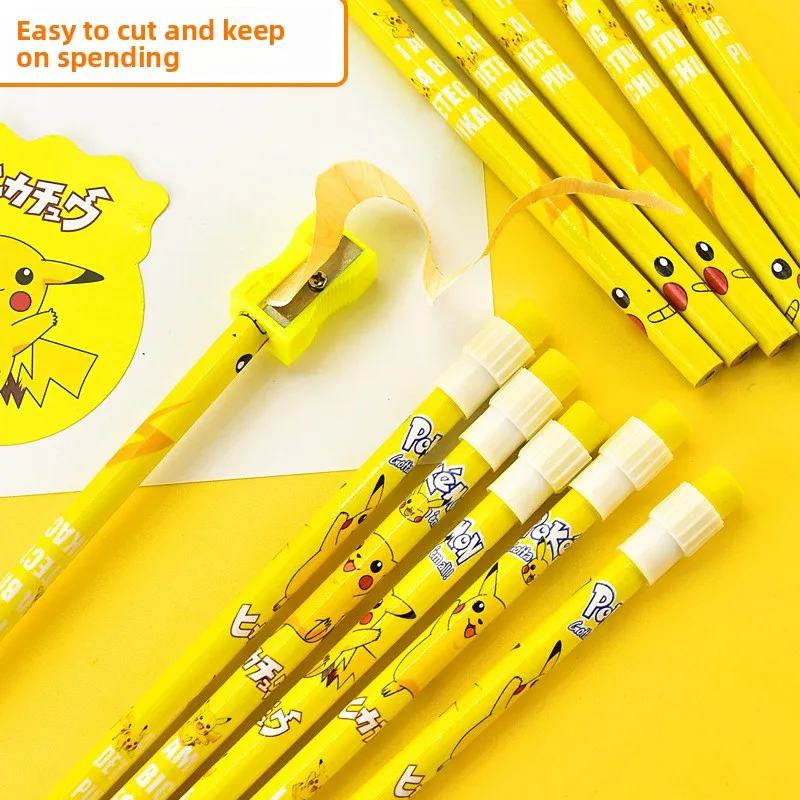12 Stück Pokemon Pikachu Anime HB Bleistift-Set, niedliches Kawaii-Studenten-Schreibwaren-Set, Schreibstift, Schulbedarf, Geburtstagsgeschenk, Weihnachtsgeschenk