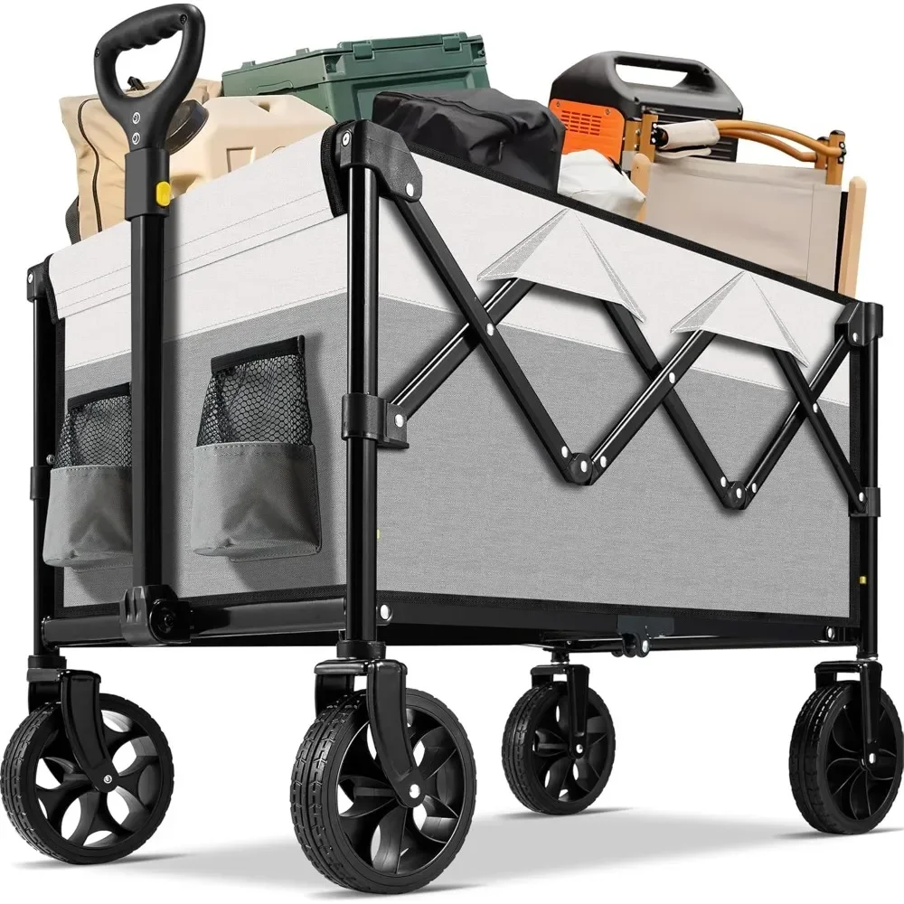

A Collapsible Folding Wagon,Large Utility Wagon Cart Foldable,Folding Wagon Cart with All Terrain Wheels,Heavy Duty Garden Cart