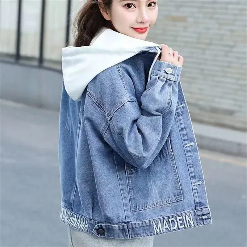 Short Style Denim Coat Female Spring and Autumn 2023 New Women's Korean Version Loose Casual Hooded top Autumn Jacket Commuting