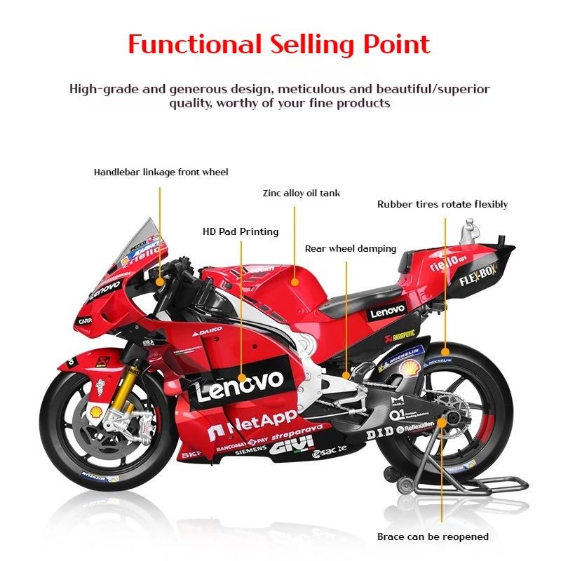 Maisto 1/6 Ducati GP #6 Motorcycles Model Die Casting Racing Car Model Simulation Alloy Plastic Model Gp2022 Locomotive