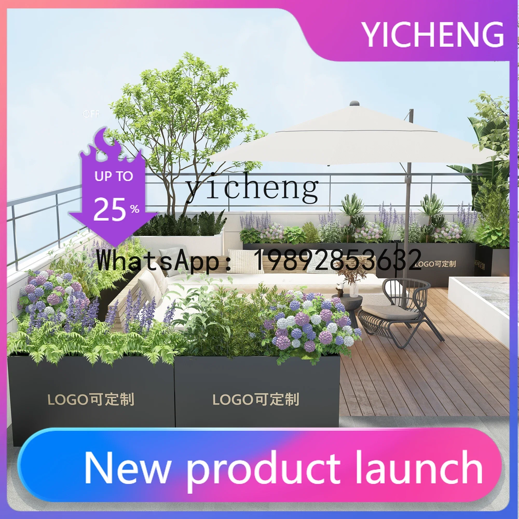 

Outdoor Iron Flower Box Partition Fence Balcony Courtyard Rectangular Planting Box Commercial Street Square