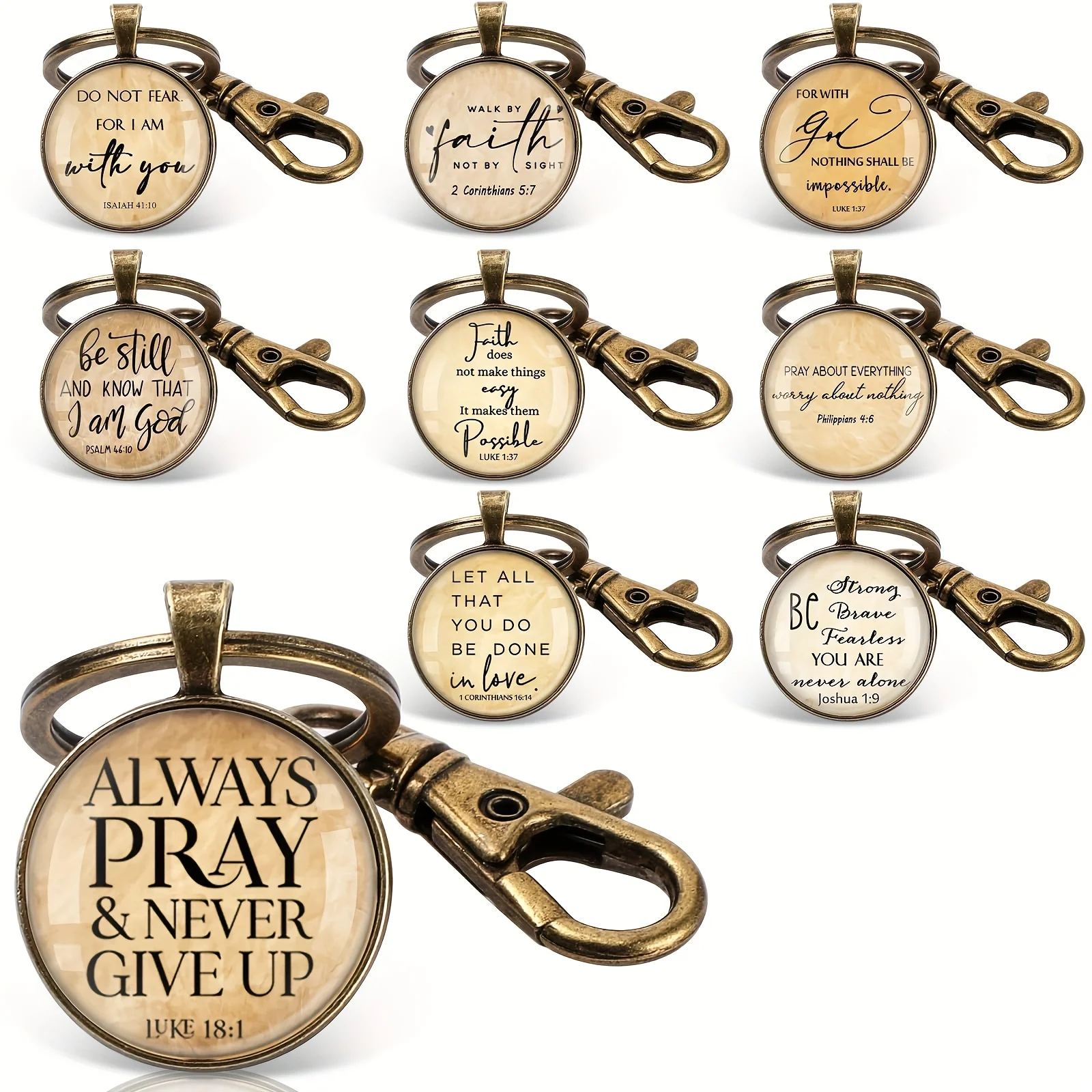 18pcs Christian Keychain Bulk Bible Verse Religious Keychain Scripture Quote Inspirational Gift For Sunday School Pastor