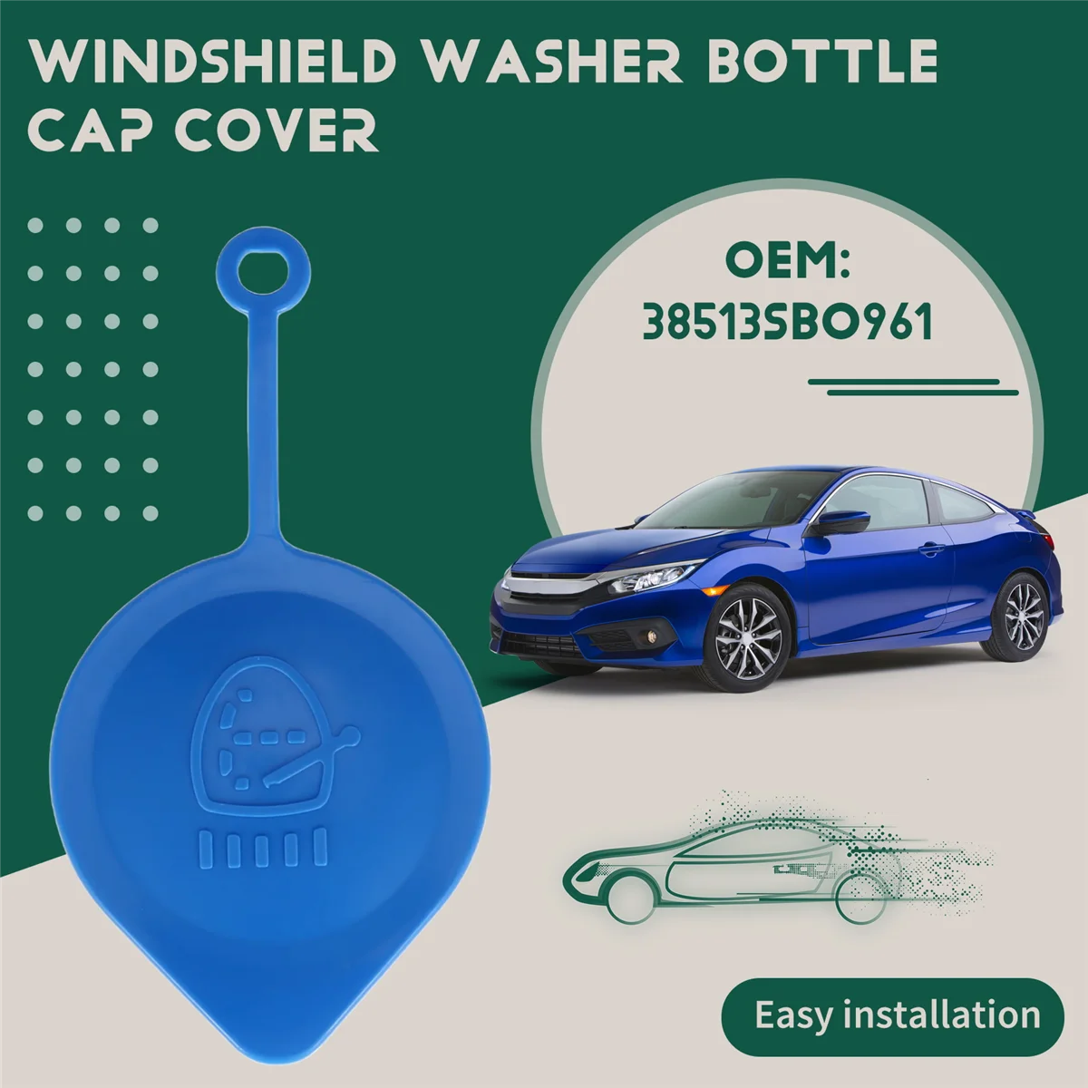 Car Blue Windshield Wiper Washer Fluid Reservoir Tank Cap for Civic CR-V 38513SBO961