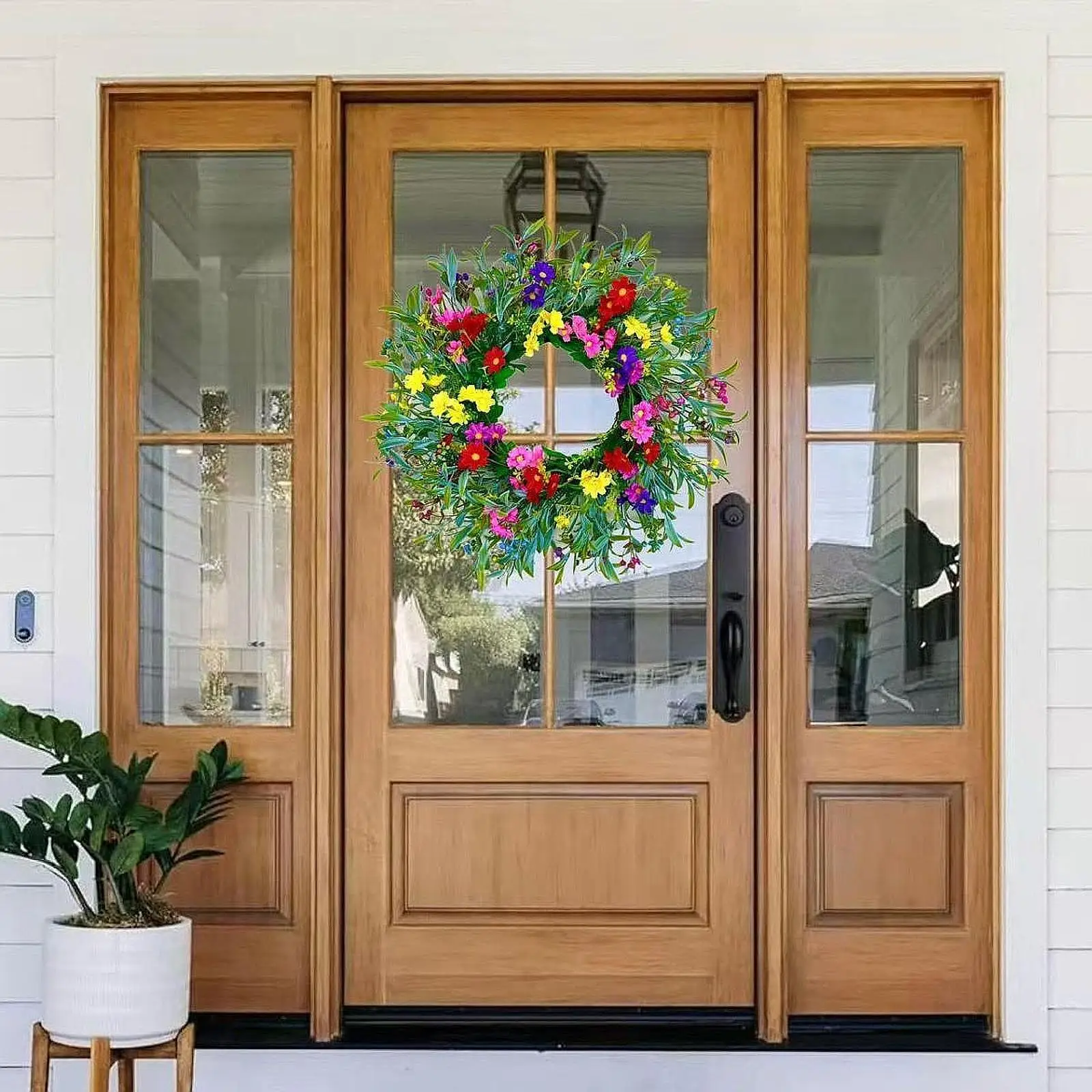 

Artificial Flower Wreath Spring and Summer Wreath for Home Party Celebration