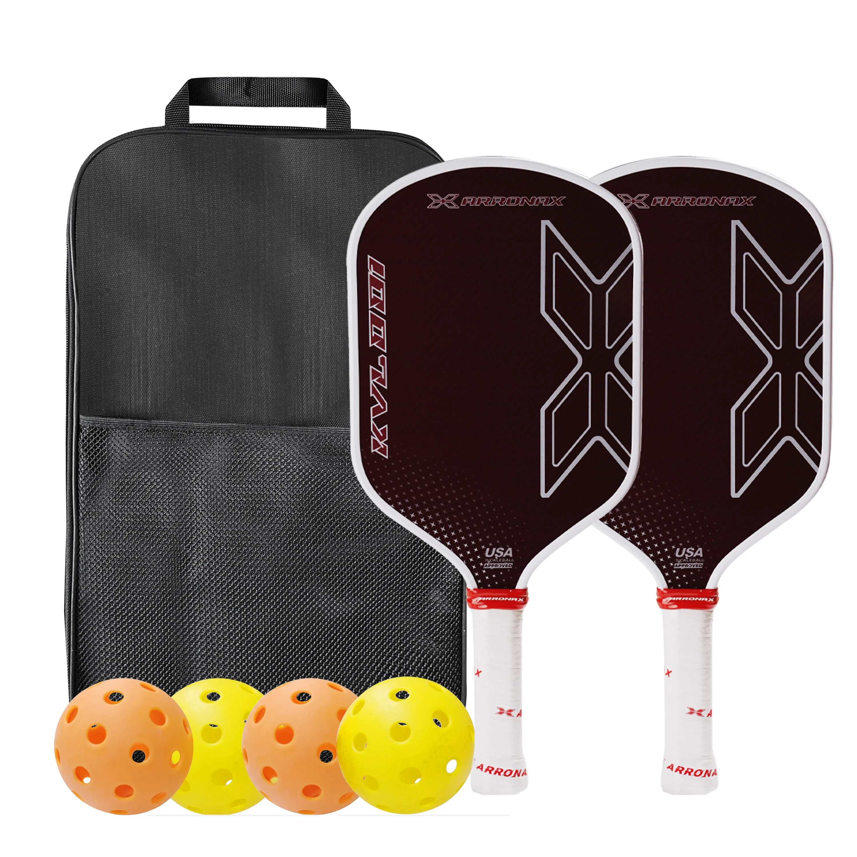 

ARRONAX Pickleball Paddle Carbon Friction Surface with High Grit Enhanced Power Sweet Spot Raw Red Aramid Fiber Paddle