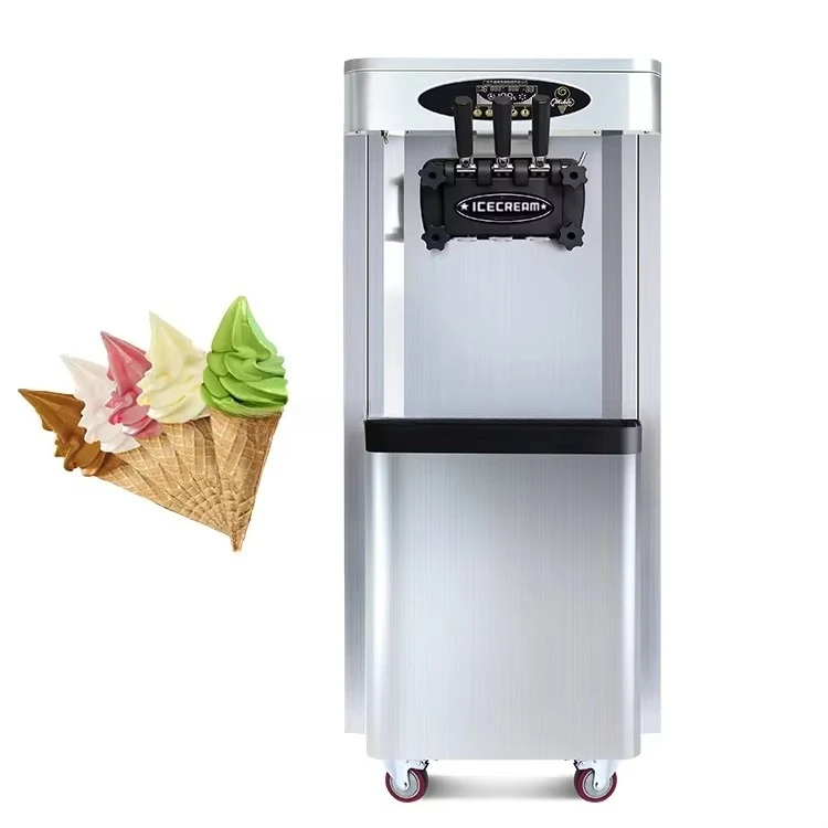 2000W Stand Soft Serve Ice Cream Maker With 3 Flavors Automatic Commercial Ice Cream Machine for Milk Tea Shop