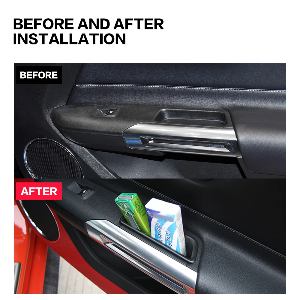 2 قطعة لفورد موستانج 2015 - 2024 2023 2022 2021 2020 2019 2018 صندوق تخزين الباب الأمامي للسيارة مقبض حقيبة اكسسوارات السيارات الداخلية #2