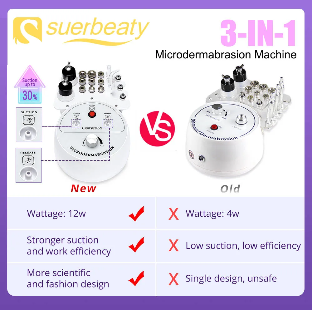 3 in 1 Diamond Microdermabrasion Beauty Machine Vacuum Suction Tool Water Spray Facial Moisten Face Exfoliate Skin Peeling