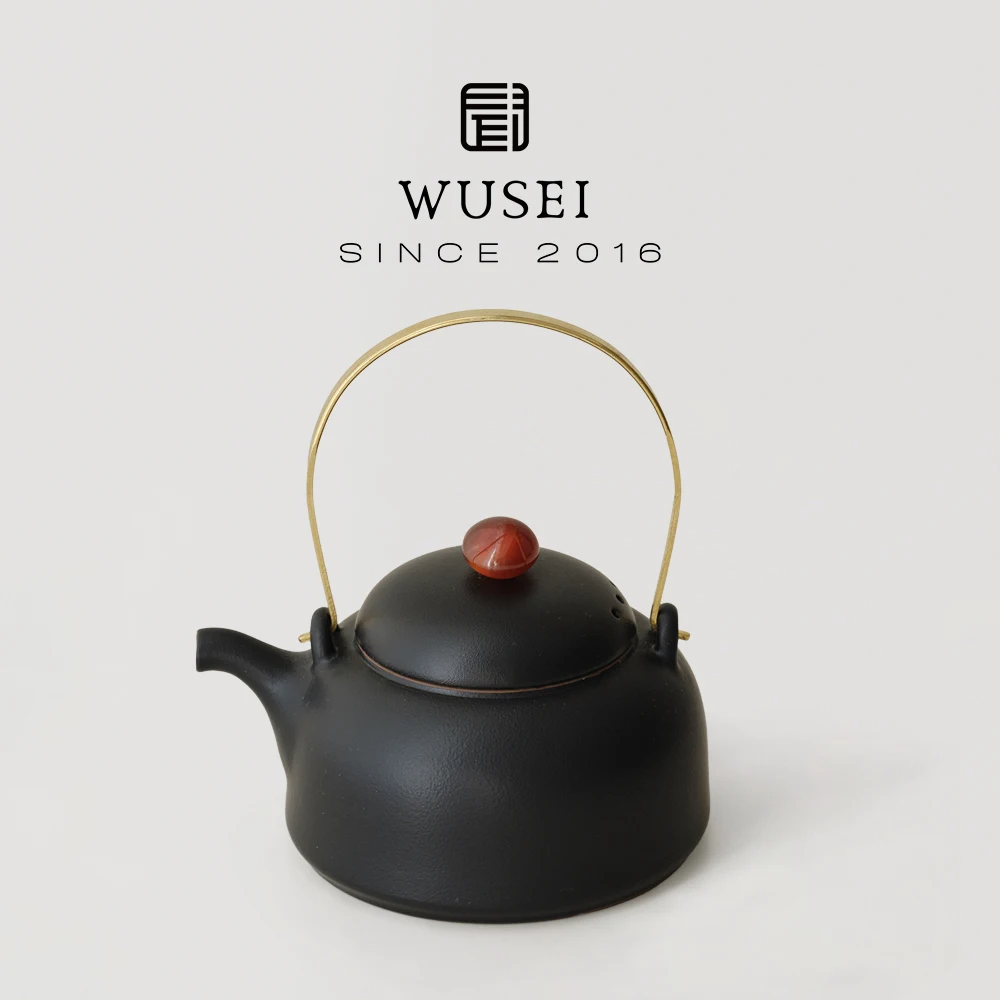 

Чайник из грубой керамики Wusei с ручкой, для домашнего использования, для заваривания чая, чайник для Гунфу чая, без фильтра, полуручной работы из Дэхуа