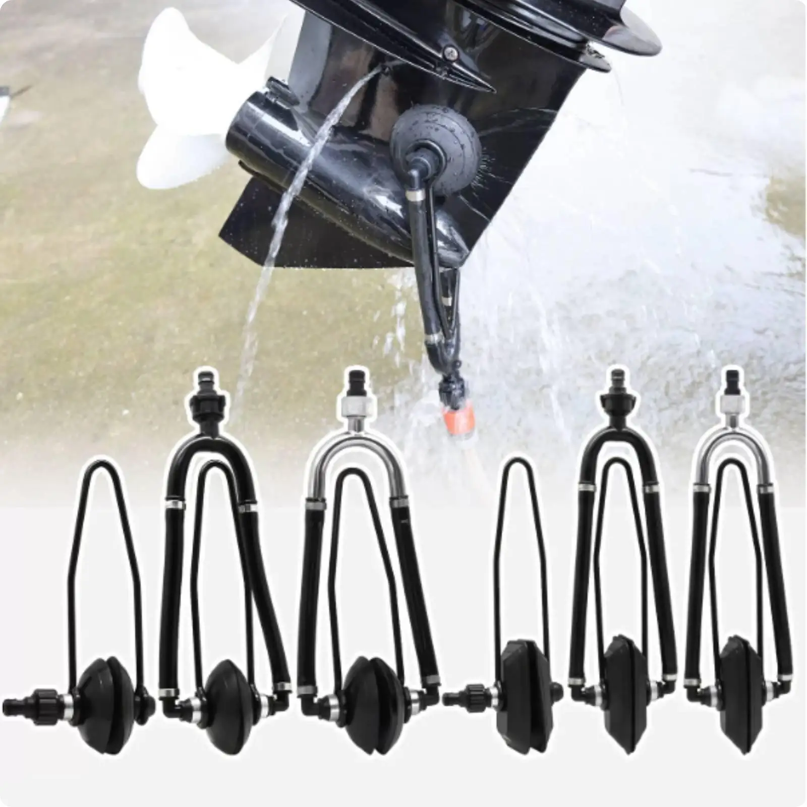 Marine Outboard Flush Clamp Engine Cleaner Tool with Dual Tubing for Boat Motor Cooling Passage Rinse and Extended Engine Life