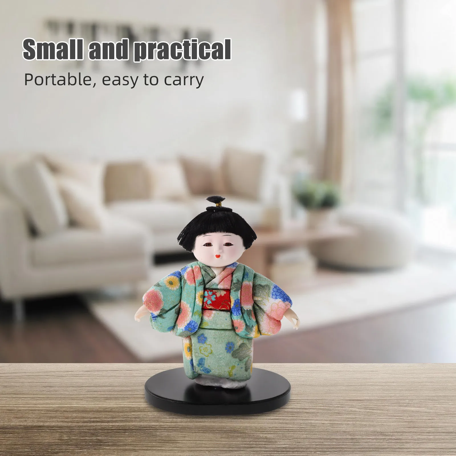 Traditional Japanese Kimono Maiden Statue Artisan Crafted Geisha Decoration for Bookshelf Desk Dashboard Japanese Restaurant