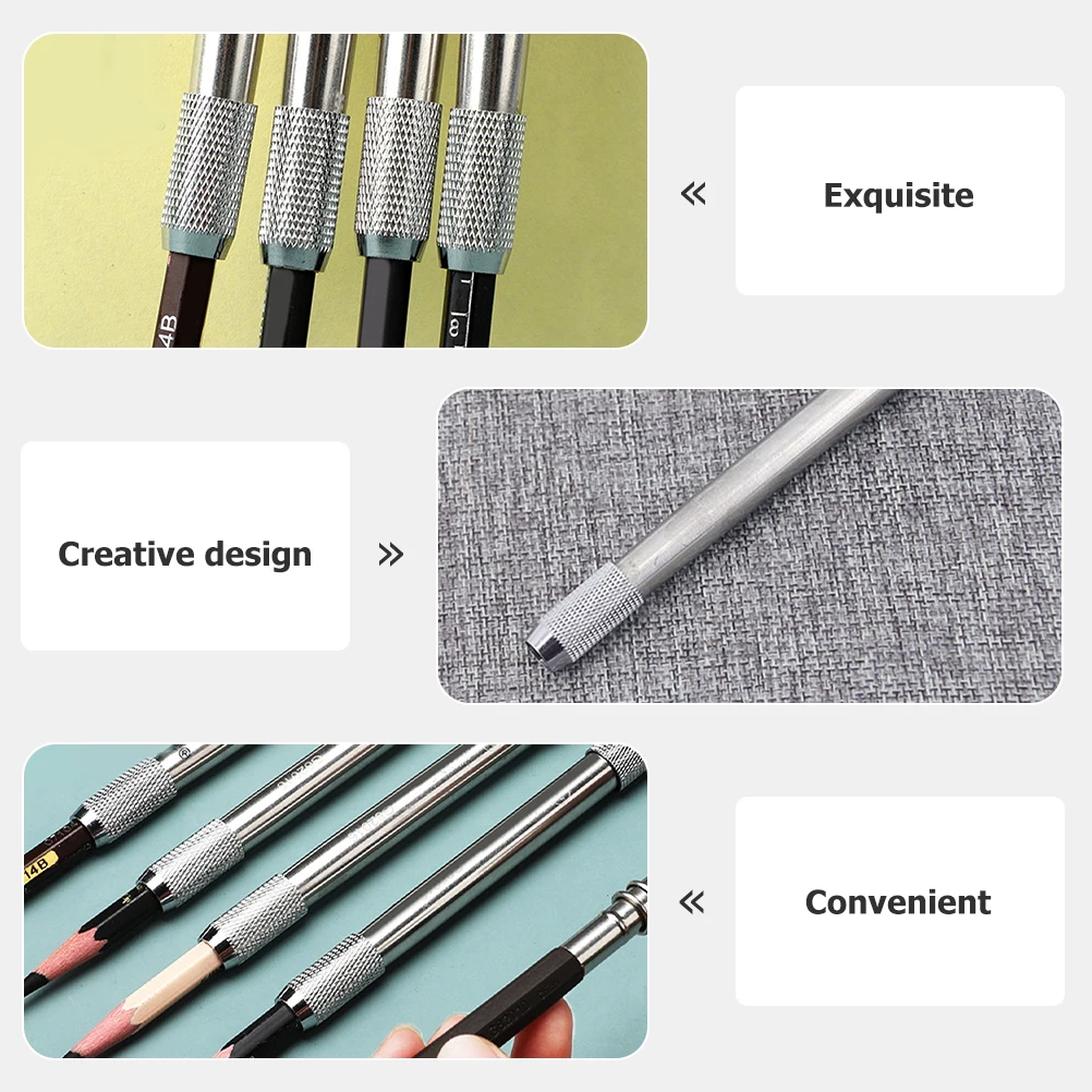 

4pcs Pencil Extender Metal Holder for Short Pencils Drawing Tool Lengthen Aid Art Supplies Teaching Equipment