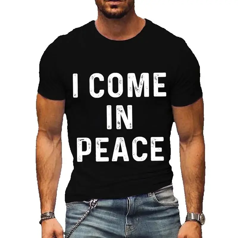 Cotton  100% Couple T-shirts I'm Peace/ I Come in Peace Printed Clothes Couple T-shirts Summer Fashion Short Sleeves Fashionable