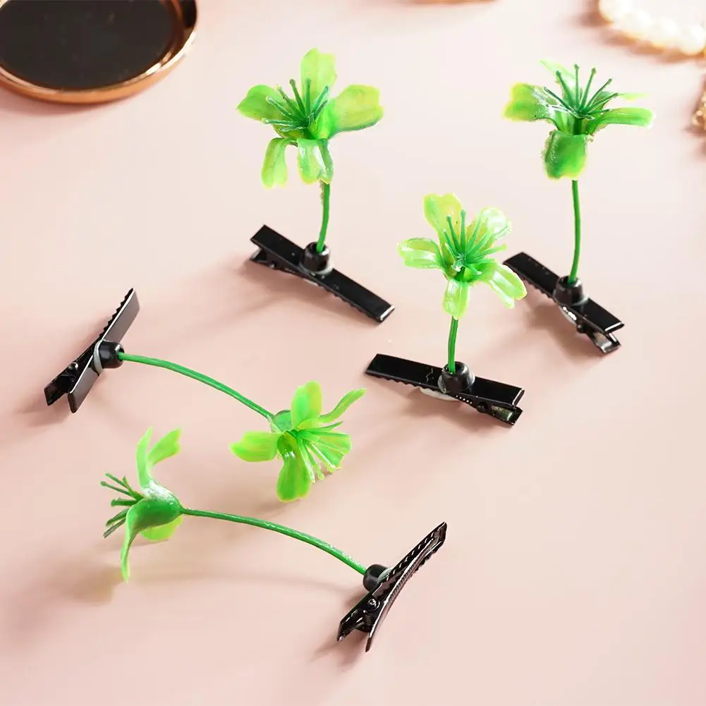 5 uds brotes hierba Clip de pelo planta brotes de frijol Clip de pelo coreano lindo setas horquilla mujeres accesorios de plantas para el cabello