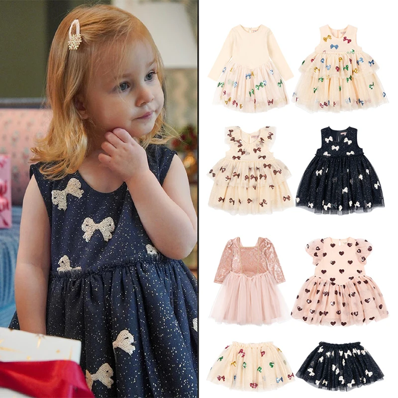 

Детское платье 25, осенне-зимнее платье KS, новая сетчатая юбка с бантом для девочек, бархатное платье с длинными рукавами, праздничное платье для детской юбки